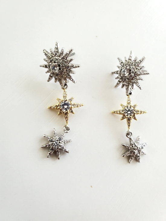 Stella & Dot Jewelry - Stella & Dot Two-Tone Starburst Drop Earrings in Gold and Silver